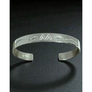 Boyd Garrison Navajo Sterling Silver Hand Stamped Cuff Bracelet — Vintage